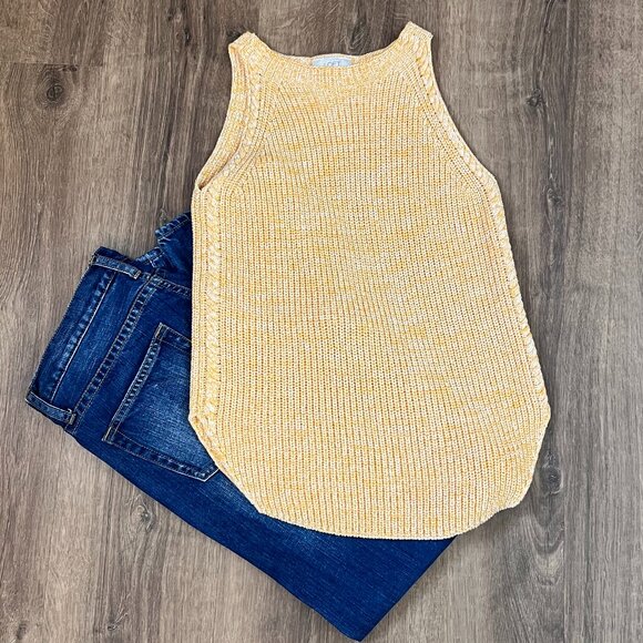 Loft Cotton Sweater Tank Golden Yellow Sz XS - Picture 1 of 9